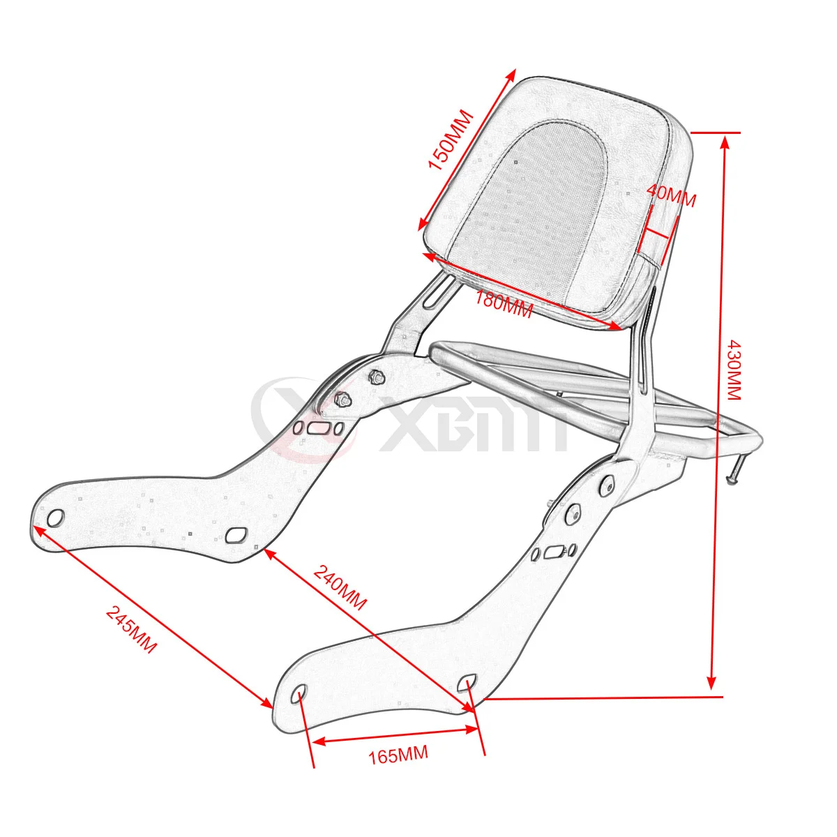 Motorcycle Passenger Backrest Sissy Bar Rear Luggage Rack For Honda Rebel CMX1100 CM1100 CM CMX 1100 2021-2024