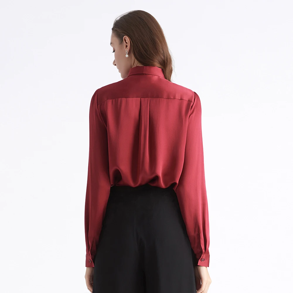 LILYSILK-Blusa de seda con lazo para mujer, Top de manga larga con cuello vuelto, prenda de oficina, novedad, envío gratis