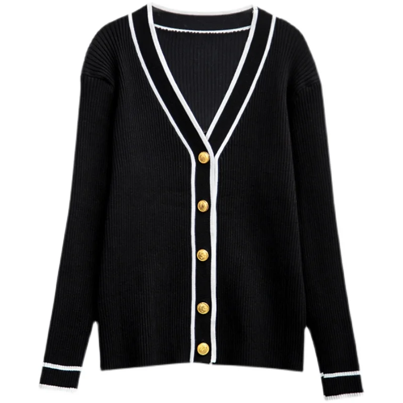 2021 Women Sweater Tops Knitted Cardigans Long Sleeve Ocersized Knitcoat Striped Vintage Sweater Cardigans Elegant Knitwear