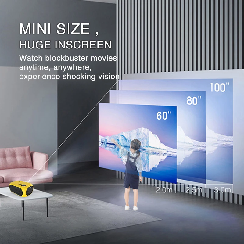 Il mini proiettore M24 Home Theater supporta la decodifica 1080P Proiettore LED audio integrato per smartphone Occhiali 3D come regalo di Natale