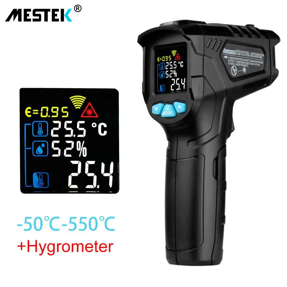 Mestek IR01 Series Digital Infrared Thermometer -50~380/550/800 degree Non-Contact Thermometer Gun thermometer With Color Screen