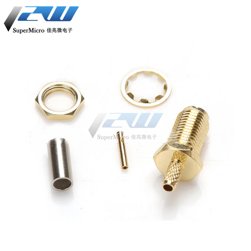 5 Pcs SMA-KY-1.5 SMA Female Adapter RF Female Connector, SMA Female Head with Nut Fixed, Crimp Female Connector for RG316, RG174