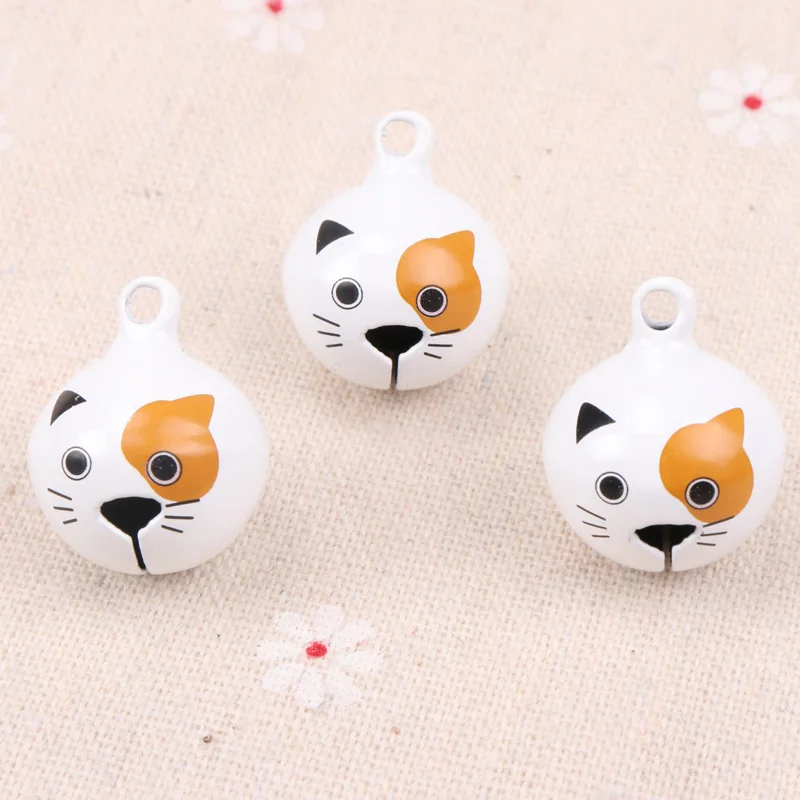 5pcs Jingle Bells Cute Yellow-eyed cat Ornament Metal Bell for Home Party Tree Pendant Children\'s shaker Decoration 27mm