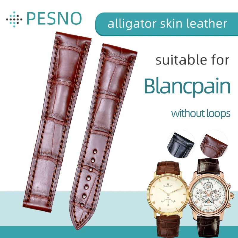 PESNO Crocodile Leather Watch Bands Genuine Leather Men Watch Strap Accessory Compatible for Blancpain VILLERET LE BRASSUS 4063