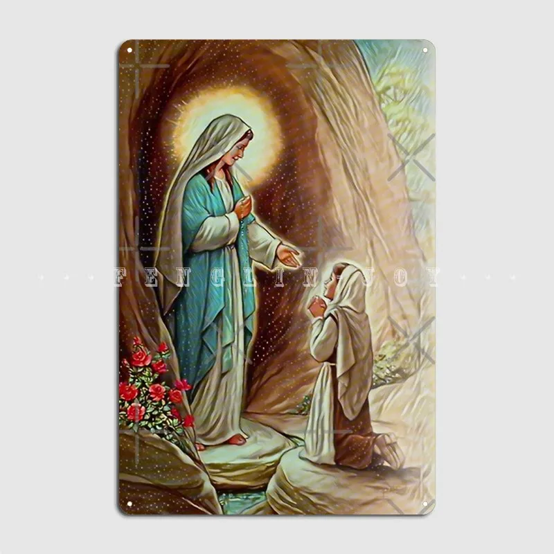 Our Lady Of Lourdes And Saint Bernadette No Subtitles Metal Sign Club Party Home Decoration Plaques Tin Sign Poster