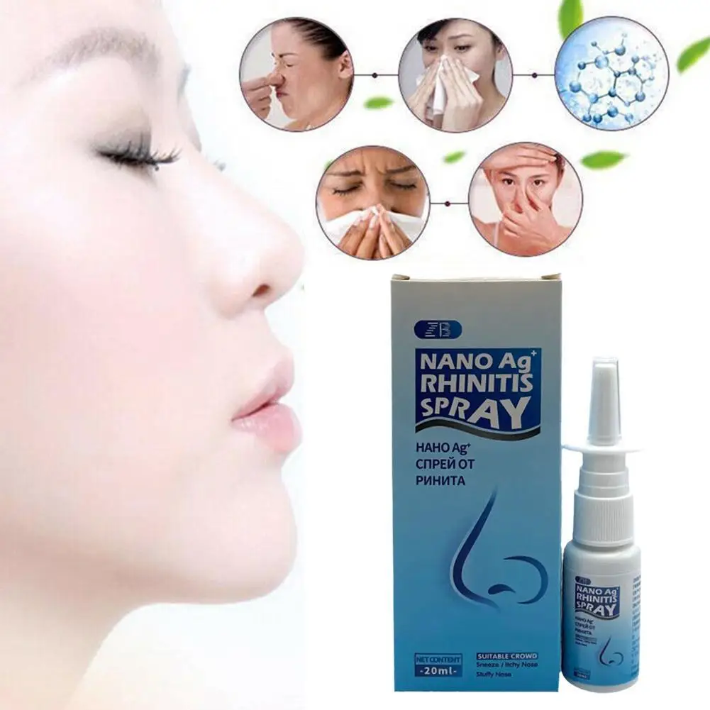 2021 Newest Powerful Rhinitis Cure Spray Chronic Allergic Rhinitis Sinusitis Treatment Medical Herb Plaster Nose Care 20ML