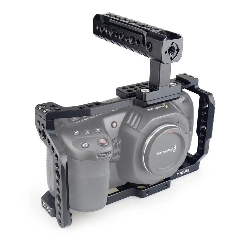 MAGICRIG هيكل قفصي الشكل للكاميرا ل Blackmagic سينما الجيب 4K و 6K ، بوليت في الحذاء البارد ، مع قابل للتعديل أعلى مقبض ل BMPCC 4K و 6K