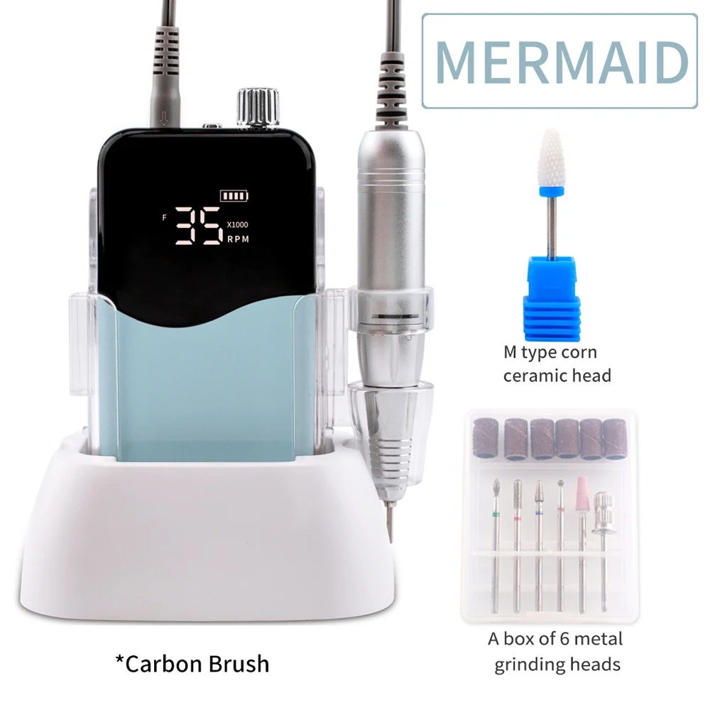 SIMINAIL Wave nagelboor Oplaadbare desktopbasis 35000 RPM manicure elektrische machine nagelvijl pedicure draadloos boren