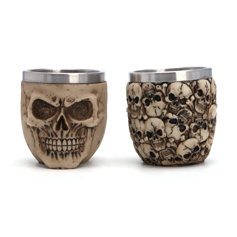 Stainless Steel Resin Drinking Mug Skeleton Skull Coffee Cup Halloween Decor