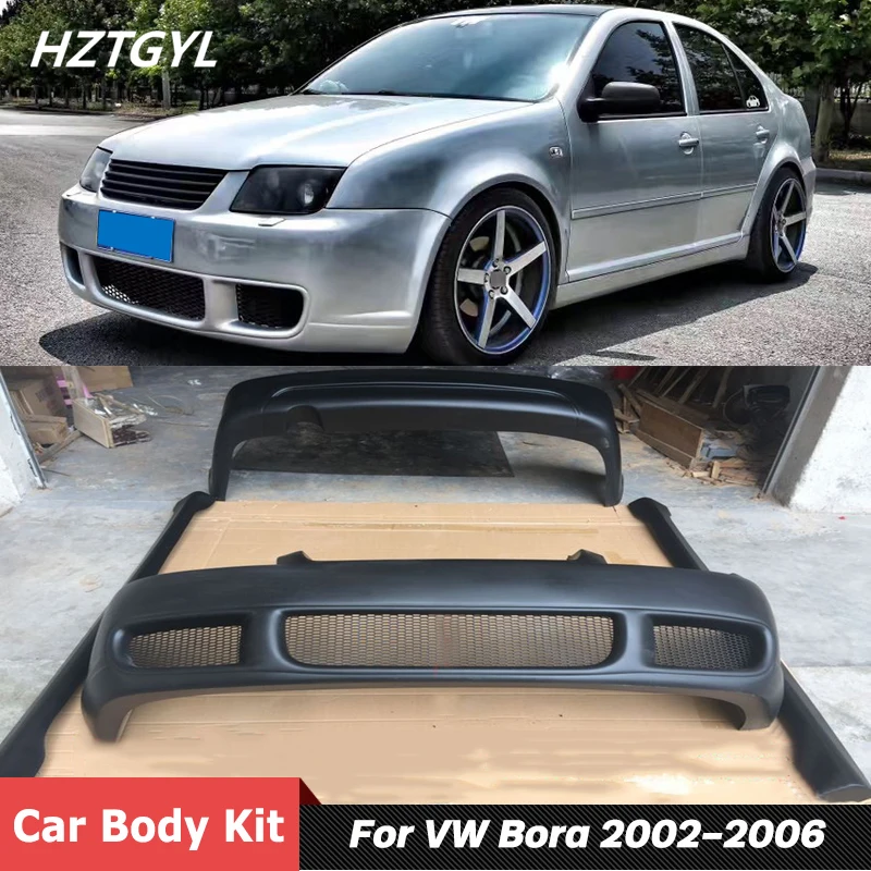 Unpainted ABS Material Front Rear Bumper Side Skirts Car Body Kit For VW Bora Facelift R Style 2002-2006