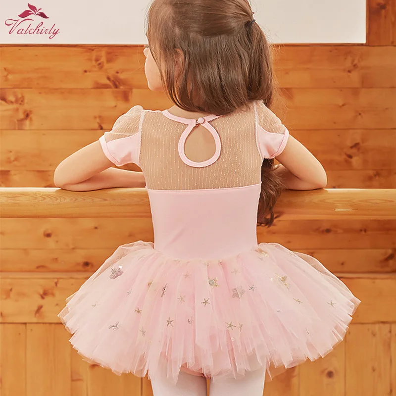 Kids Ballet Tutu Dress Ballerina Party Sequins Flower Dance Costume Girls Bodysuit Ballet Skirt