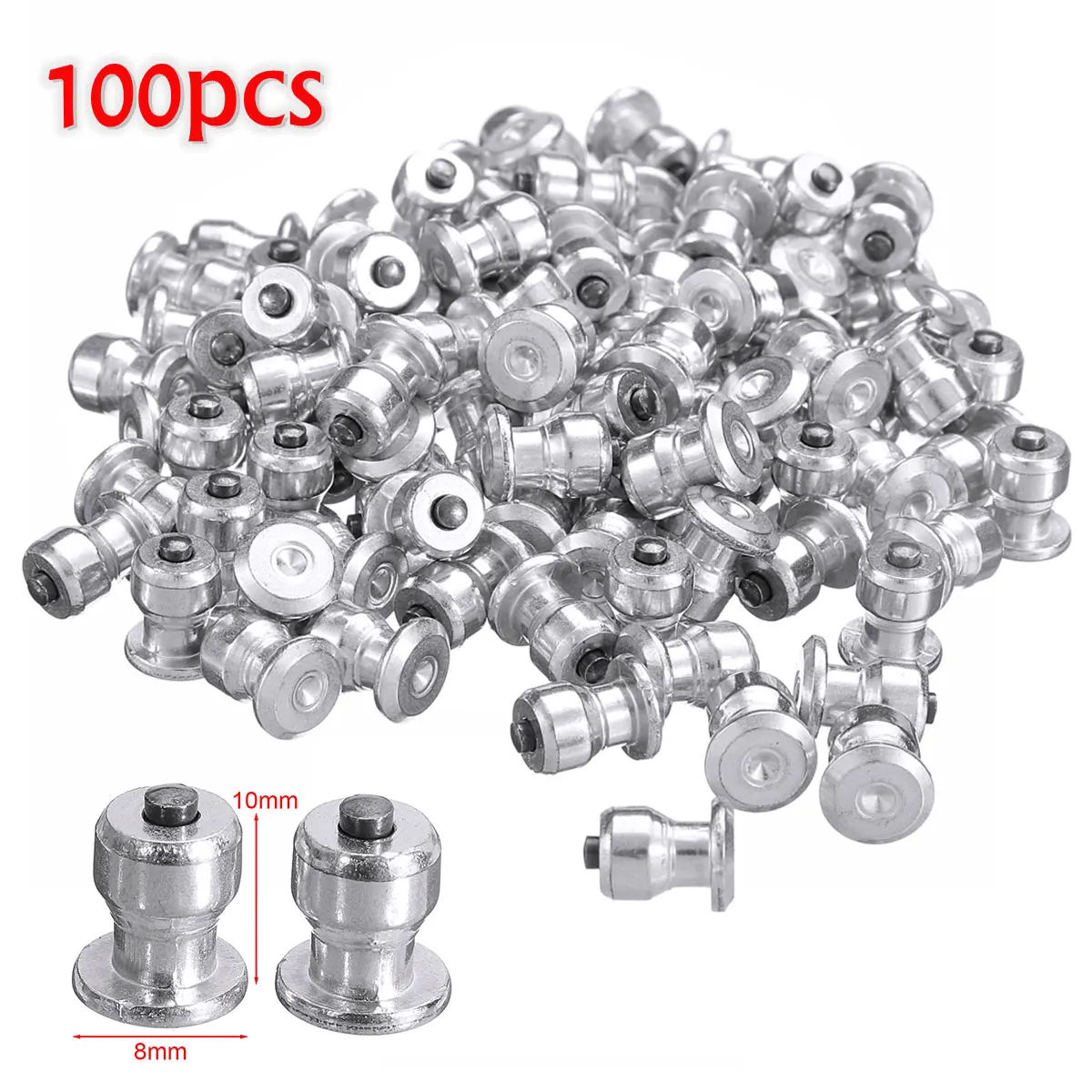 100pcs Winter Wheel Lugs Car Tires Studs Screw Snow Spikes Wheel Tyre Snow Chains Studs For Shoes ATV Car Motorcycle Tire 8x10mm