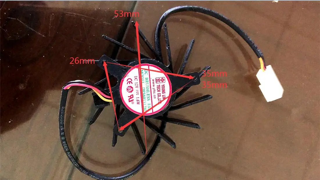 Original DFS601512M 12V 1.6W FAN for 3pin Video card cooling fan 35x35x26mm 53mm DFS801812M 12V 0.35A 8018mm