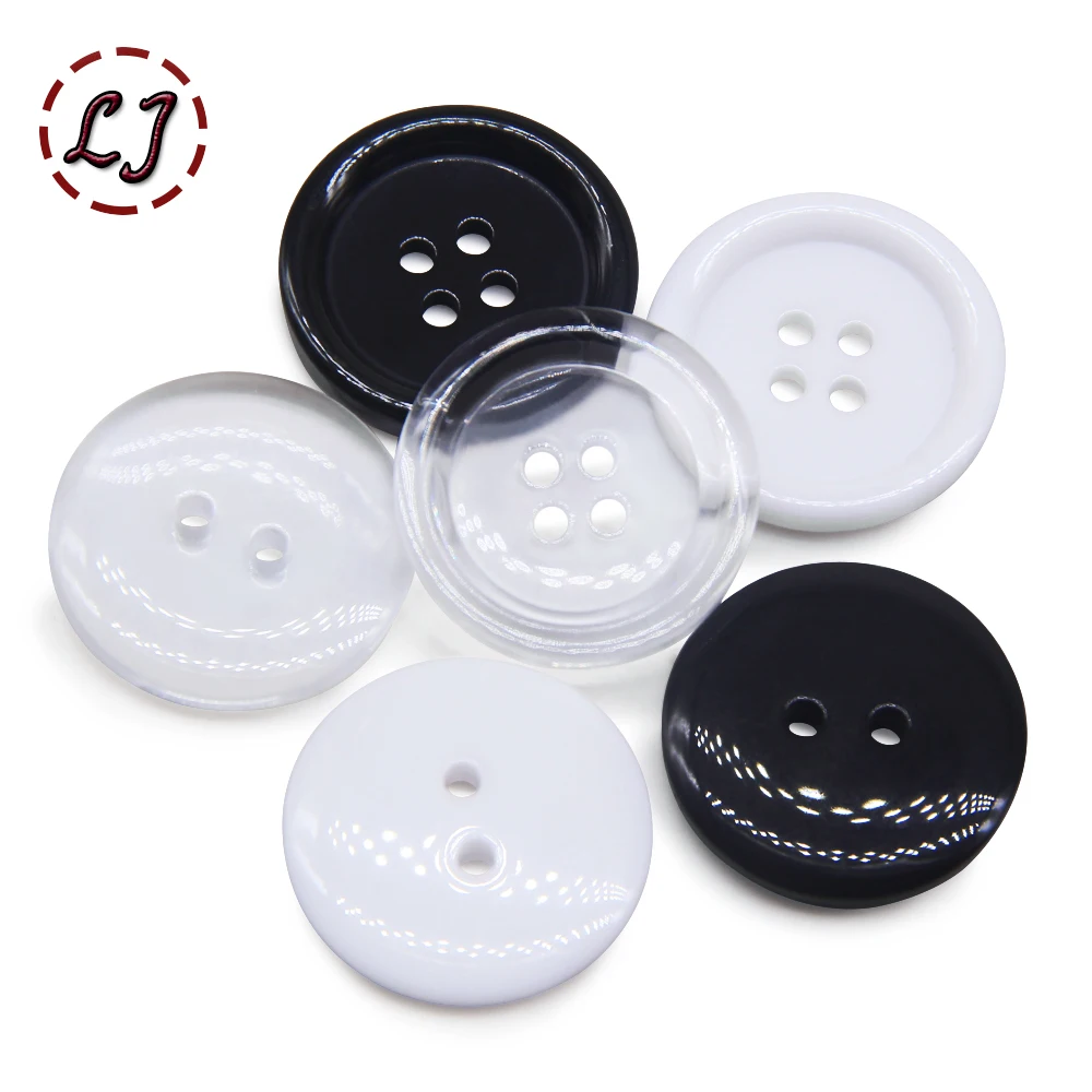 30pcs Sewing Buttons White Black Clear Shirt Decrative Button Crafts small big transparent button For Children Cloth Accessory