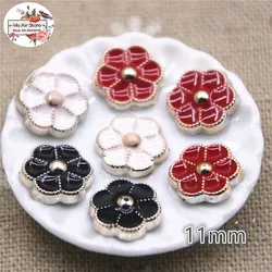 50 sztuk 11mm czerwony/czarny/białe płaskie powrotem uroczy kwiat domu ogród rzemiosło Cabochon Scrapbooking odzież akcesoria