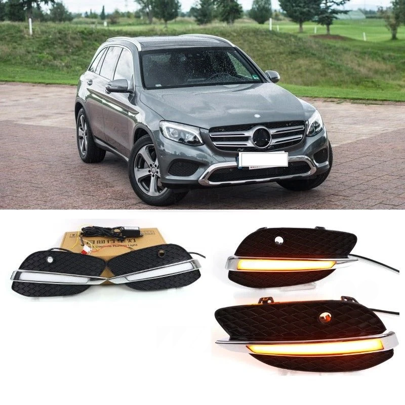 

LED Fog Lights Daytime Running Light For Mercedes-Benz GLC Class X205 15-16 With Yellow Light Car Accessories Waterproof Fog Lam