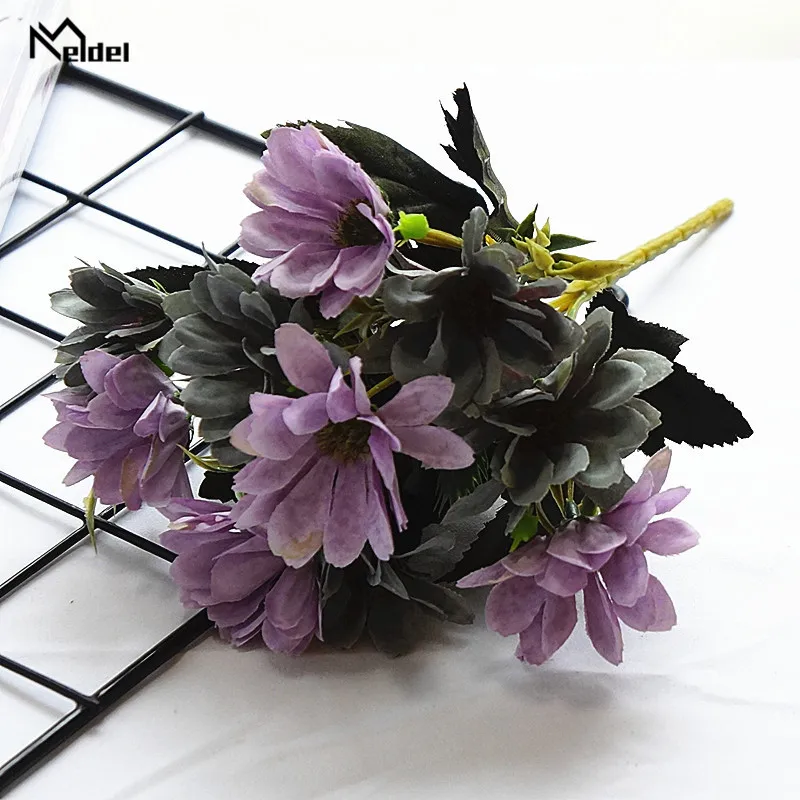 10 Đầu Mini Lụa Hoa Cúc Nhân Tạo Hoa Cô Dâu Hoa Giả Gerbera Flore Cho Đám Cưới Nhà Trang Trí Tiệc Giả Cúc Flore chùm