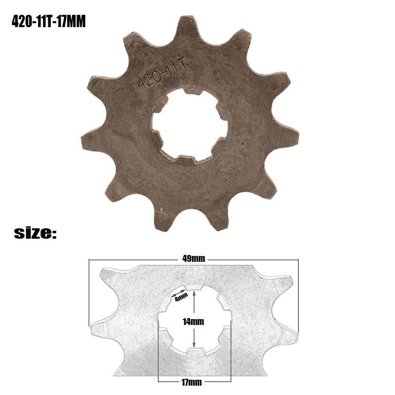 Motorcycle Front Engine Sprocket 420 17mm 20mm 11 Tooth for Stomp Upower Dirt Pit Bike ATV Quad Go Kart Moped Buggy Scooter