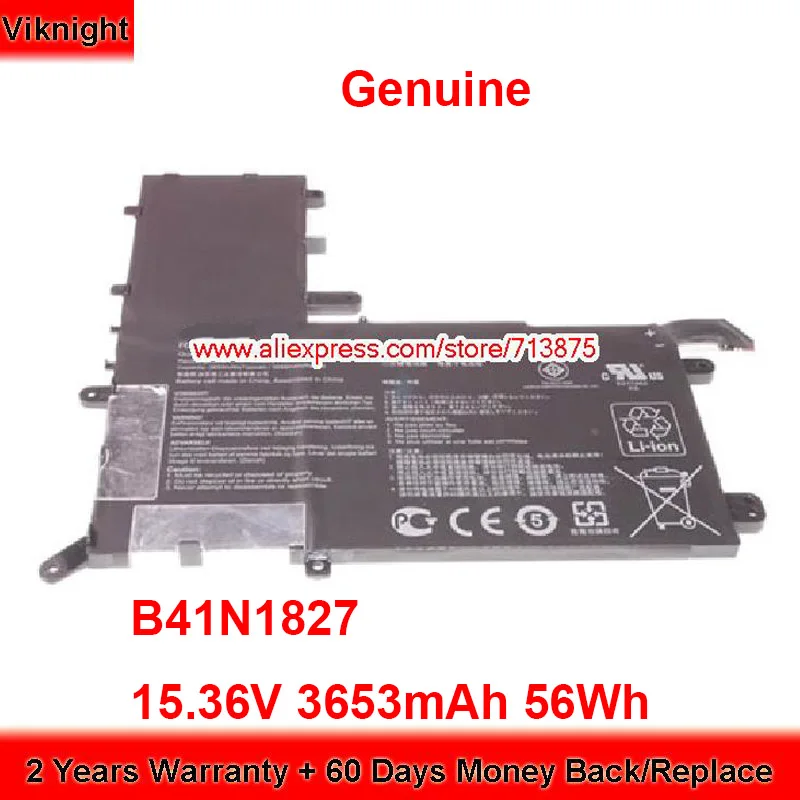 

Genuine B41N1827 Battery for Asus ZenBook Flip 15 UX562 UX562FAC UX562FA-2S UX562FA-AC025R Q526F Q526FA 15.36V 3653mAh 56Wh