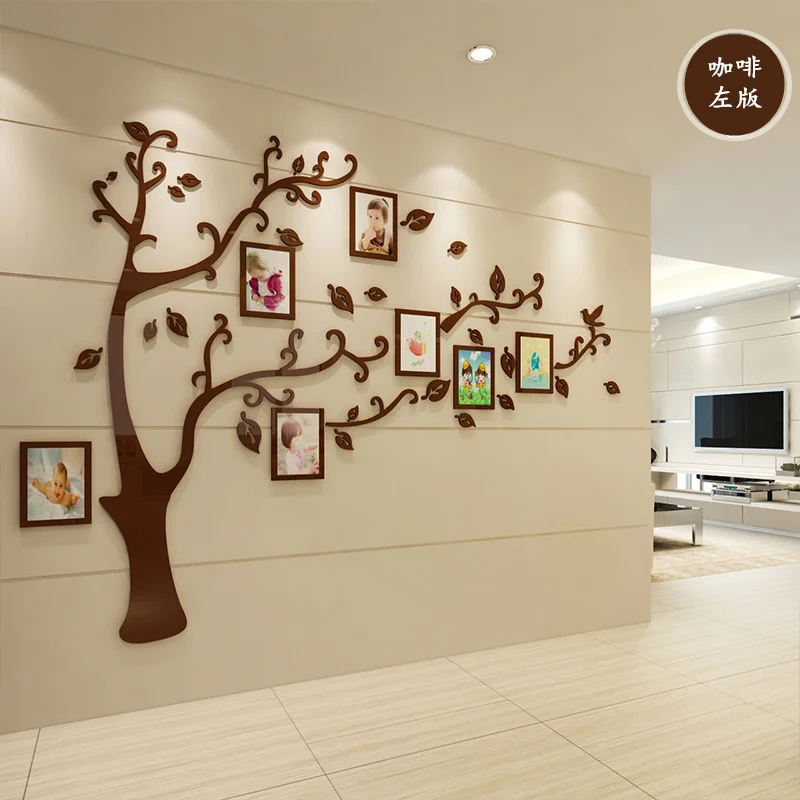 Árbol de fotos familiar, pegatinas de pared acrílicas 3D, marco de fotos artesanal, pegatina decorativa de árbol, calcomanías de pared de fondo de