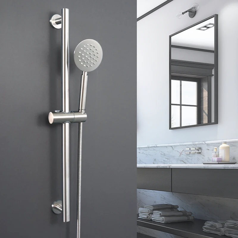 Dusche Rutsche Bar Bad Höhe Einstellbare Handheld Dusche Kopf Halter SUS304 Edelstahl Gebürstet Runde Platz Heben Stange