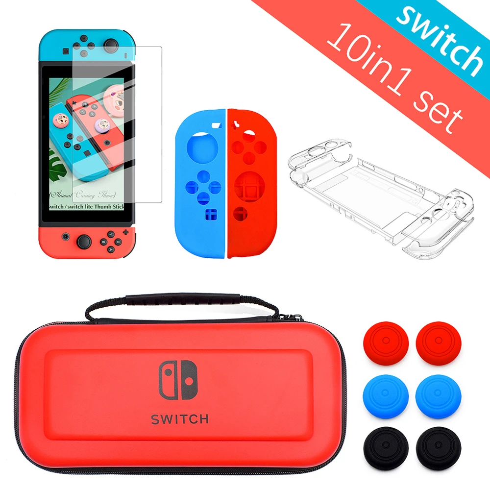 Набор аксессуаров для игровых приставок «10 в 1», Дорожный Чехол для консоли Nintendo Switch, чехол NS, Защитная пленка для экрана JoyCon