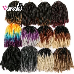 VERVES Synthetic Crochet Braid Hair Extension 8 inch,30 Strands/pack Spring Twist Ombre Braiding Hair Colorful Braids Rainbow