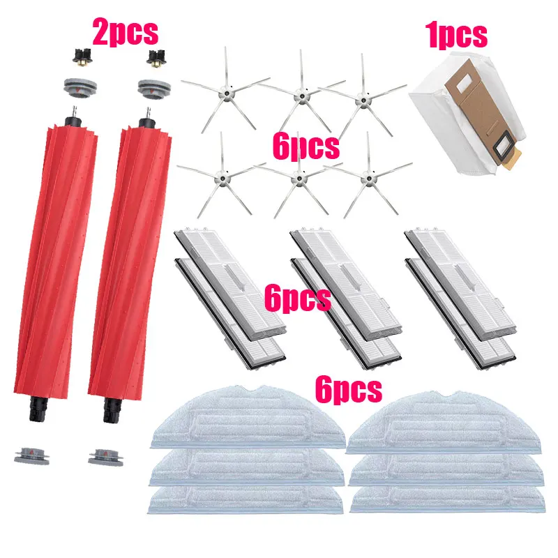 Rodillo principal para Xiaomi Roborock S7 T7S Plus, cepillo lateral con filtro Hepa, piezas de aspiradora, accesorios de repuesto