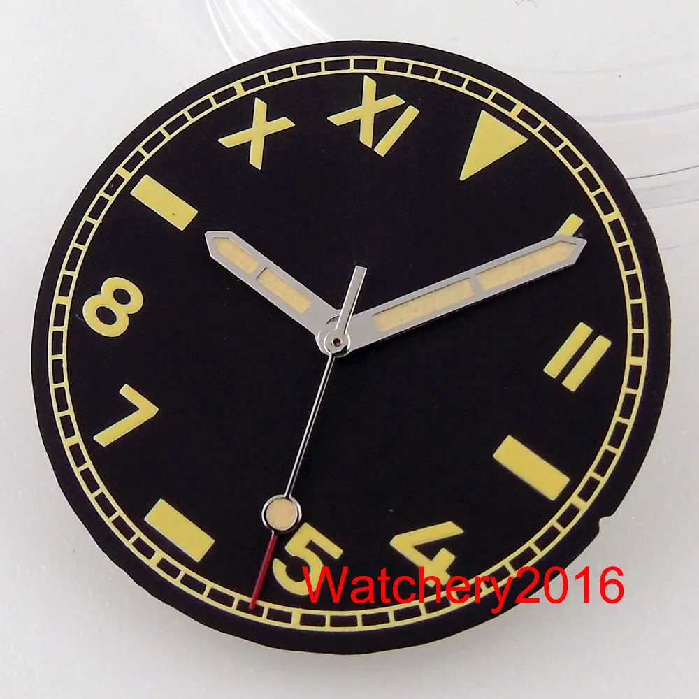 29MM California Black Super Luminous Watch Dial face Fit NH35 MIYOTA 8215 eta 2824 2836 automatic movement watch hand