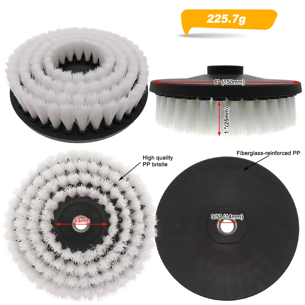 6 Inch Electric Hollow Scrubber Cleaning Brush  For Carpet Glass Car Tires Shower Tile Bathroom and Kitchen Surface no Adapter