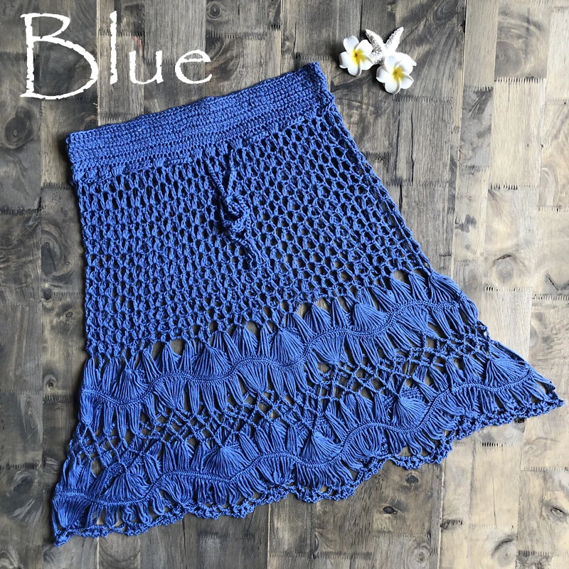 Boho Cotton Crochet Knitted Mini Skirts Women Summer High Waist Beach Hollow Out Mini Skirt Cool 2019 Hot Sale