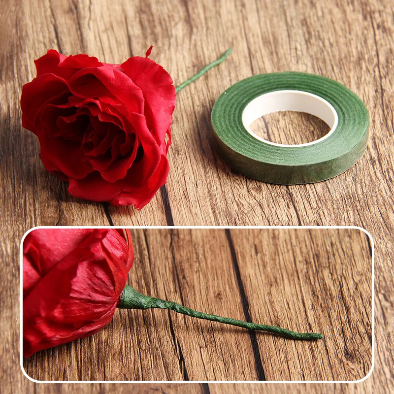 20pcs 15/25/40cm Artificial Flower Stem Iron Wire Stem DIY Paper Flower Stub Accessory Green Floral Tape Rose Stems Craft Decor