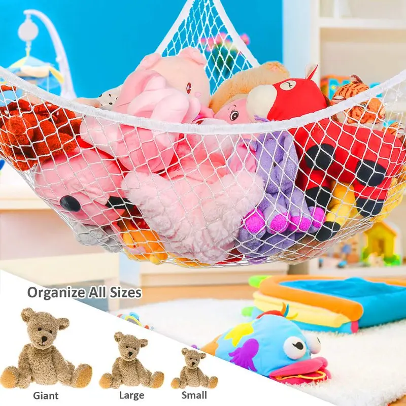 2025 New Mesh Net Toy Hammock Corner Stuffed Animals Kids Baby Hanging Storage Organizer