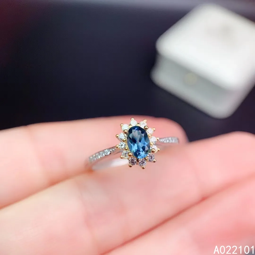 

KJJEAXCMY fine jewelry S925 sterling silver inlaid natural blue topaz new girl trendy gemstone ring support test Chinese style