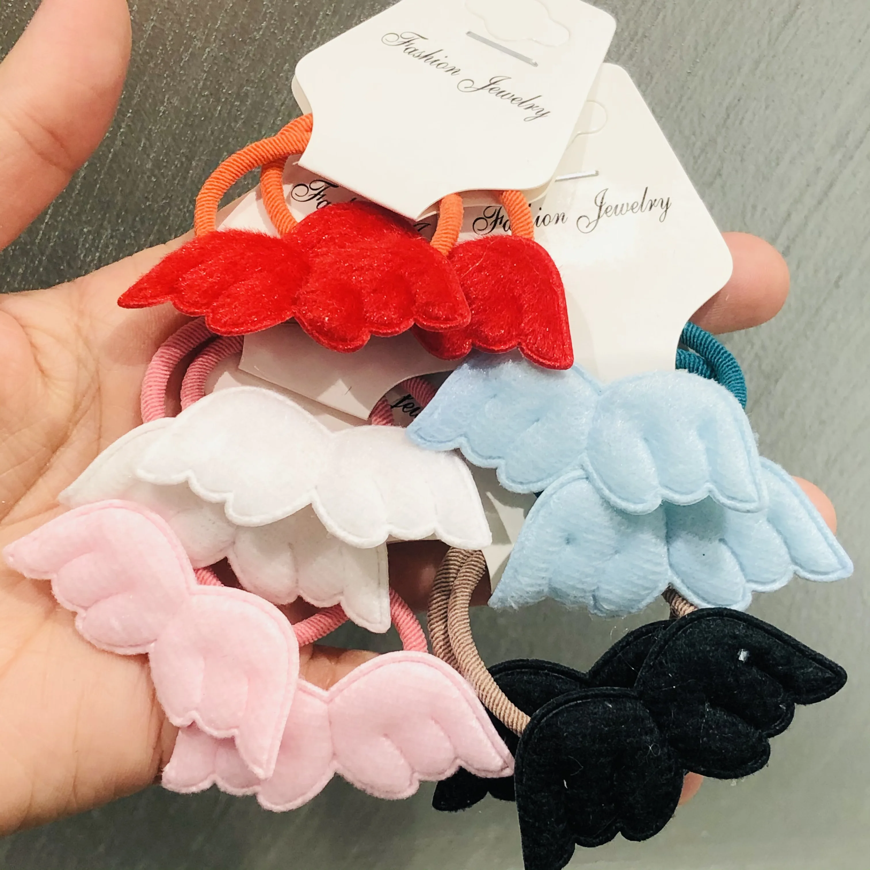 2 pz/set ali d'angelo peluche accessori per capelli bambini elastici Scrunchies elastici per capelli ragazze fascia decorazioni cravatte