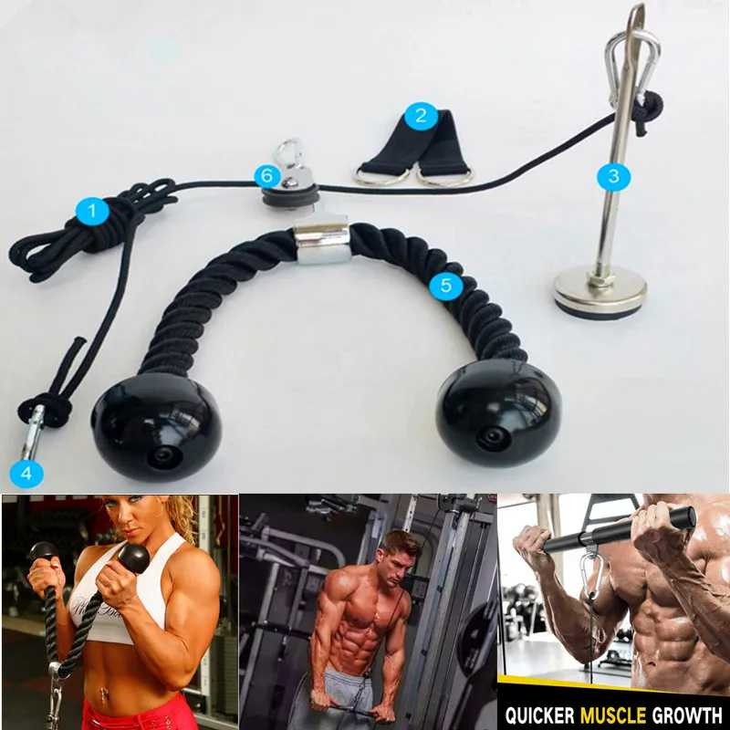 Fitness DIY Gym Pulley Cable Machine Loading Pin Arm Biceps Triceps Blaster Rope System Hand Trainning Home Workout Equipment