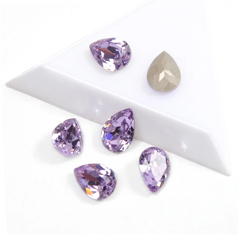 Violet Color Crystal Material Sew On K9 Glass Rhinestones Drop Jewelry Making Beads Fancy Stones For Gym Suit Decoration