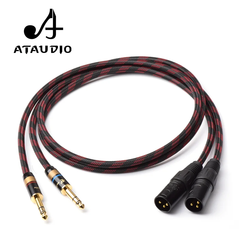 ATAUDIO 1 para HIFI podwójny 6.35mm do Dual XLR męski kabel Audio 4N OFC 6.5 TRS do 2 XLR przewód Audio