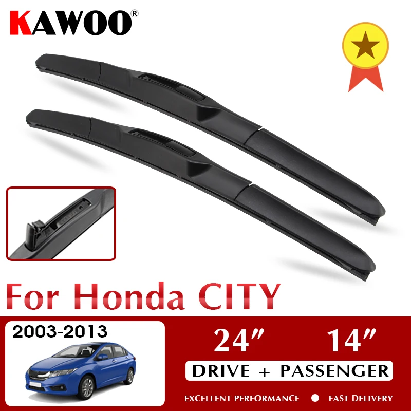 

KAWOO Wiper Front Car Wiper Blades 24"+14" For Honda City 2003-2013 Windshield Windscreen Front Window Accessories LHD RHD