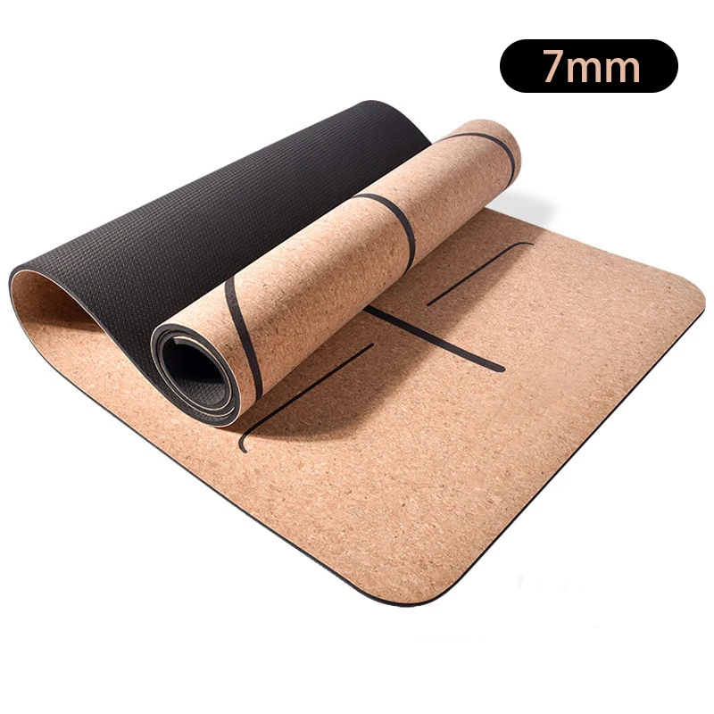 Cork Yoga Mat Pilates TPE Dry and Wet High Elasticity Excercise Gymnastics Mat 183cm*65cm*0.7cm