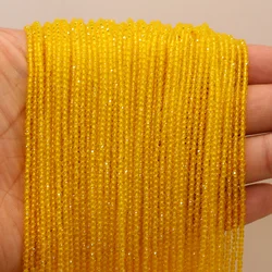 Round Beads Section 2mm Natural Semi-Precious Stone Spinel Yellow Loose Bead for Women Jewelry Making DIY Bracelet Necklace 38cm