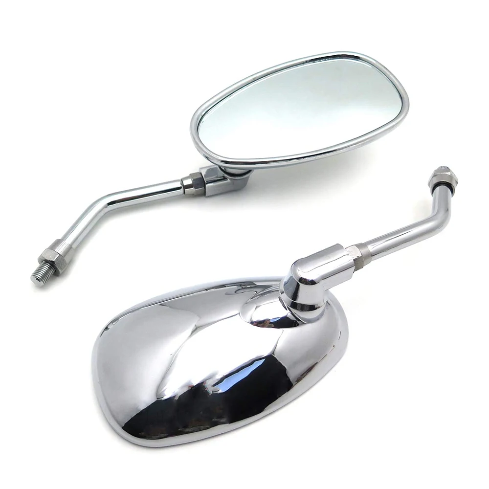 Universal Motorcycle Oval Chrome Rearview Mirrors 10MM Motorbike Side Mirror FOR Yamaha xt 600 virago 125 535 1100 vmax 1200