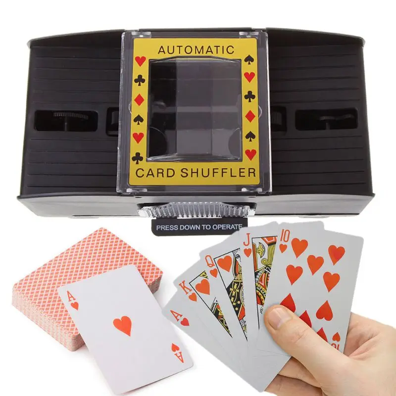 2023 New Automatic Poker Card Shuffler Board Games Battery Operated Playing Cards Shuffle 2 Deck Automatic Hand Crank