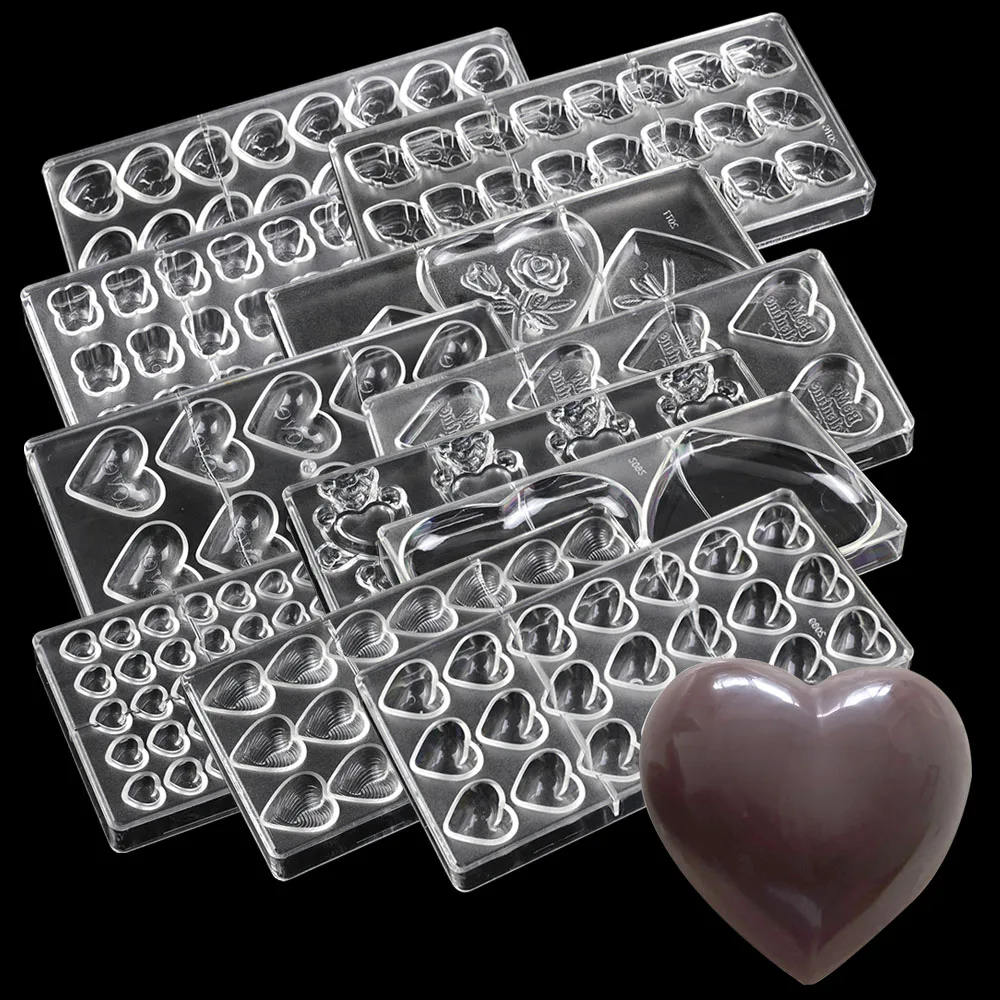 DIY heart shape polycarbonate chocolate mold ,Confectionery Tools for cake decoration, bakeware baking pastry candy mold