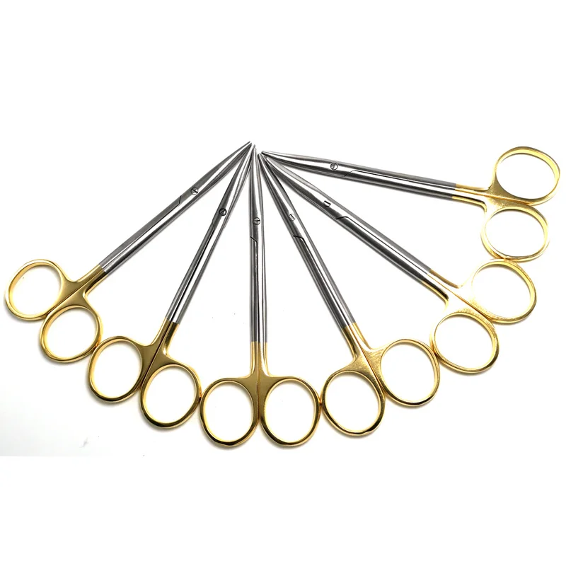 

Gold Handle Blunt Scissors Nose Plastic Equipment Cosmetic Surgery Tools Nasal Head Round Scissors