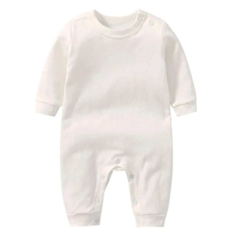 Soft Cotton Newborn Baby Rompers Full Sleeve Infant Boy Girl Solid Color Jumpsuit Basic Clothing Pajamas Outfits