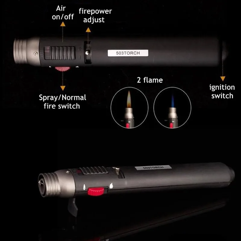 BBQ Mua Mini Phản Lực Bút Chì Ngọn Lửa 503 Đèn Pin Gas Butane Nhiên Liệu Hàn Hàn Bật Lửa Phản Lực Ngọn Lửa Di Động Bút Butan Không bao Gồm
