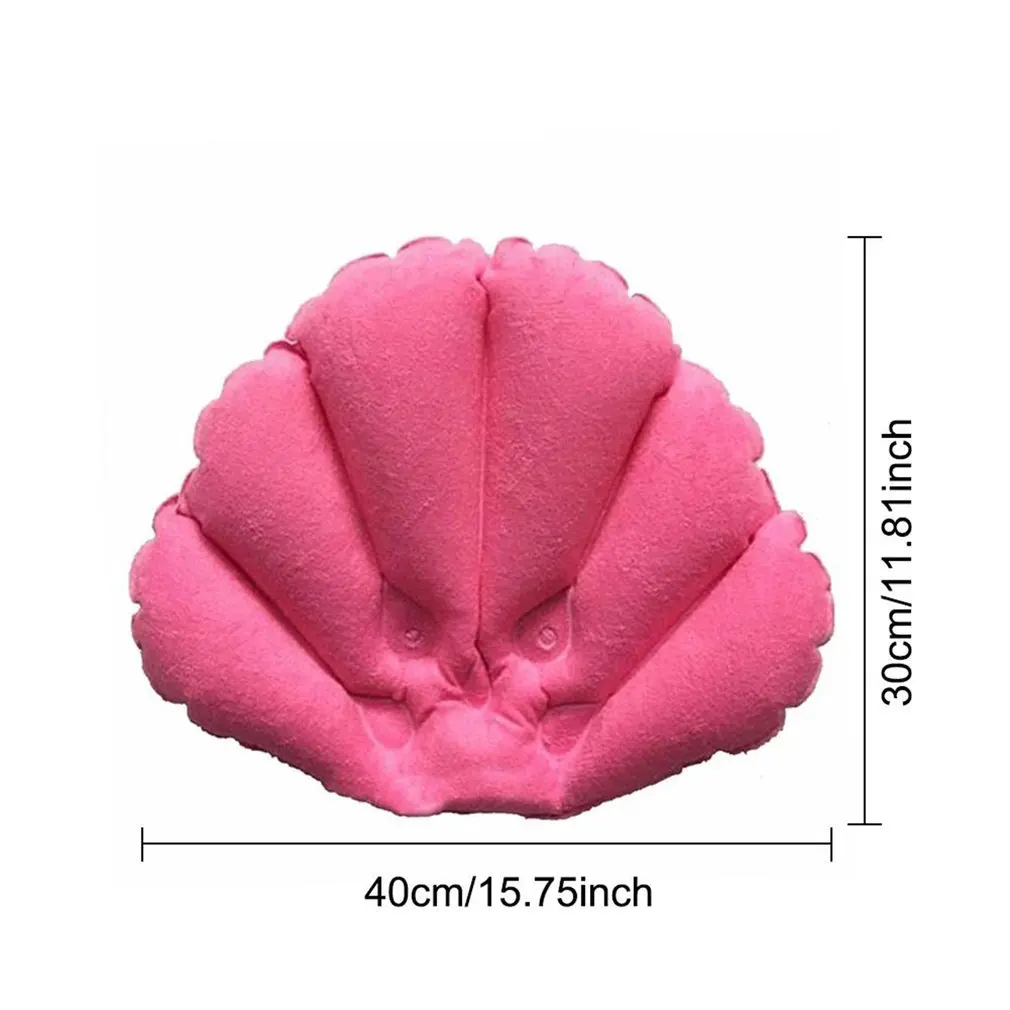 1pc Soft Bathroom Pillow Home Comfortable Spa Inflatable Bath Cups Shell Shaped Neck Bathtub Cushion Inflatable Bath Pillow