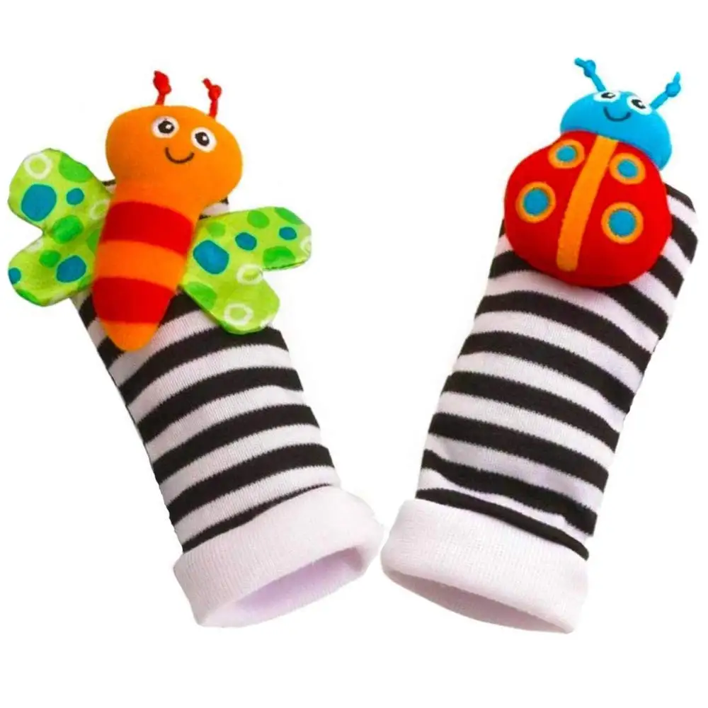 Cartoon Plush Socks Wrist Strap Rattles Baby Toys 0-12 Months Newborn Infant Kids Animal Sock Foot Finder Toy Gift Soft Rattle