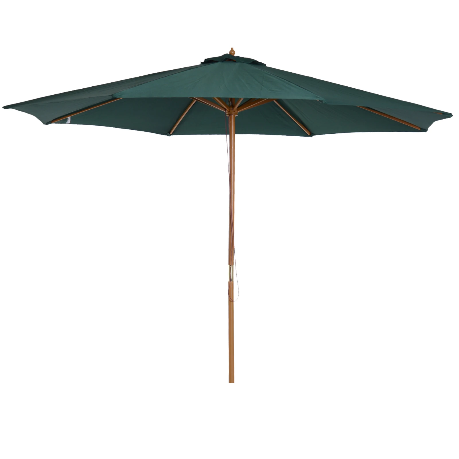 Outsunny Sombrilla Parasol Verde mastil de Madera Terraza Playa Jardin Piscina Camping 3m Diametro